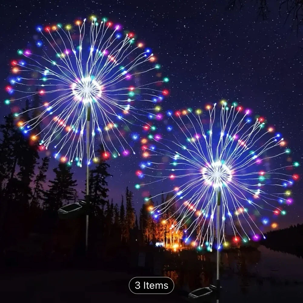 2 Pack Vibrant Solar Garden Firework Lights